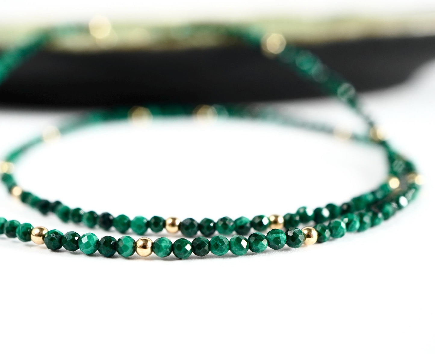 Faceted Malachite Necklace * Green stone * Delicate choker * Gift for her * Feminine