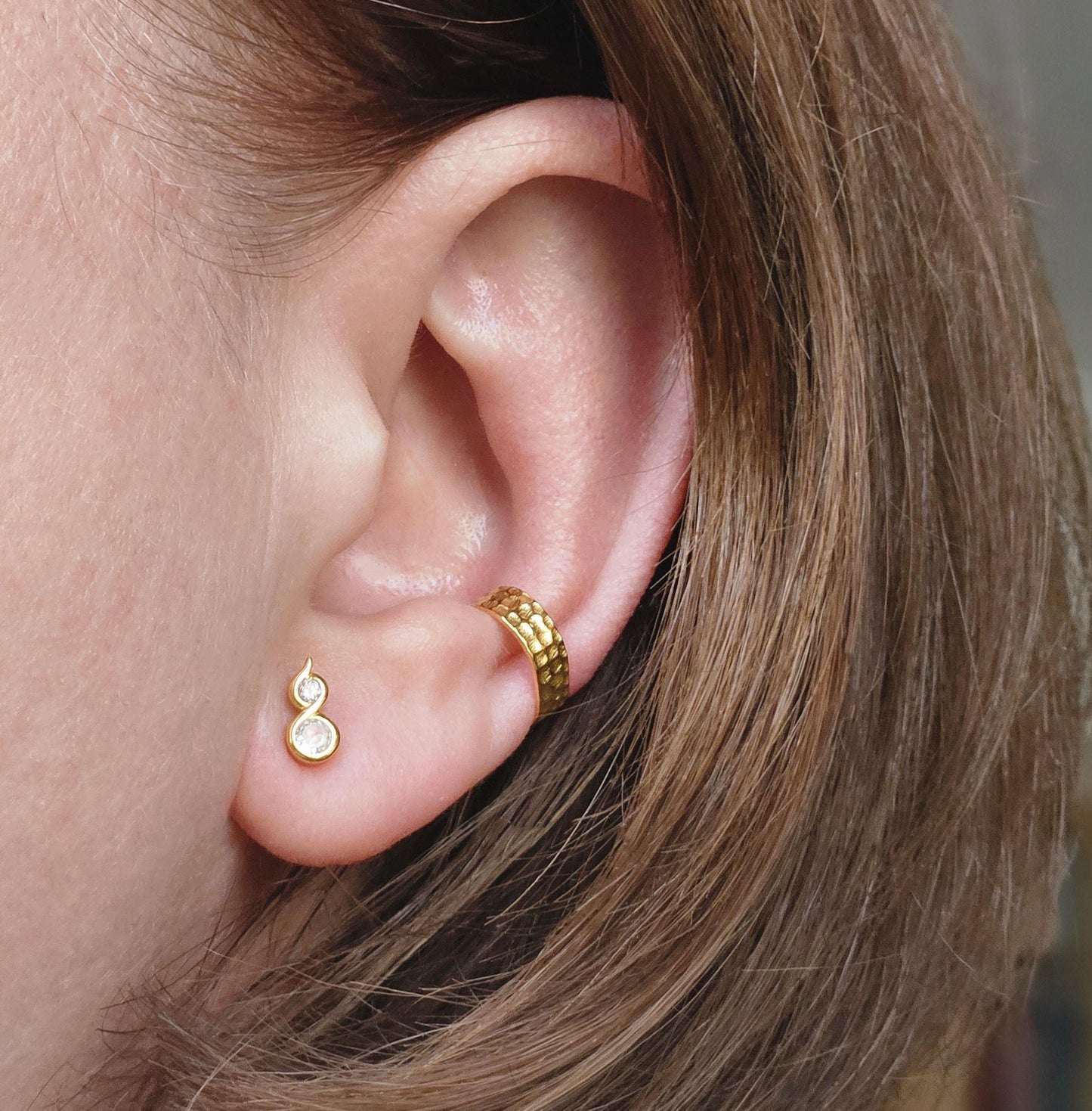 Gold Ear Cuff * Sterling Silver Gold Hammered Cuff * No hole Earrings