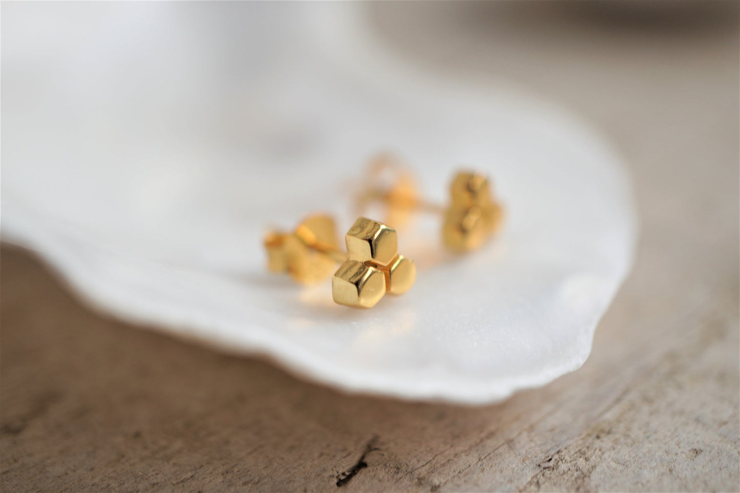 Small Honeycomb Gold Plated Sterling Silver* Bee fan* Dainty* Gift for her* Feminine*