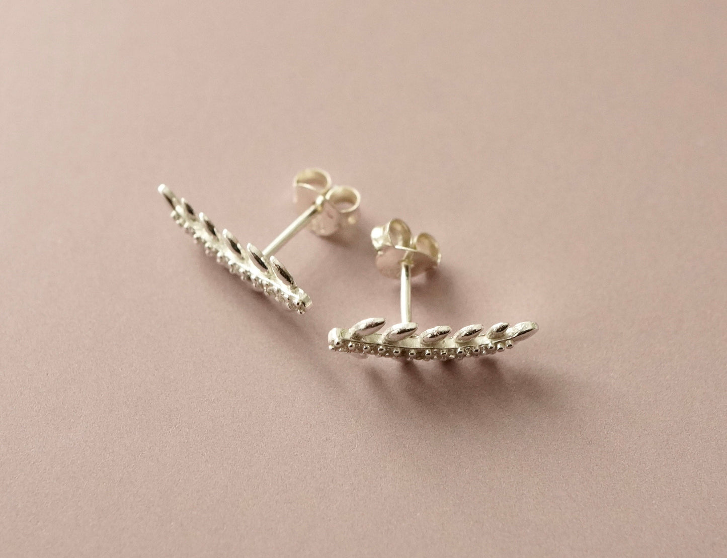 Sterling Silver Olive Leaf Stud* Dainty * Gift for her* Feminine * Silver leaf