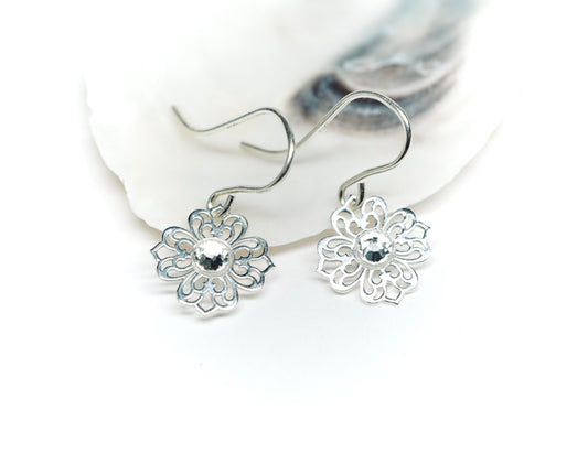 Filigree Flower Earrings * Dangle Earrings * Feminine * Sterling Silver