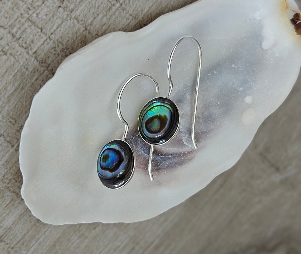 Abalone Sterling Silver Earrings * Shell Earrings *
