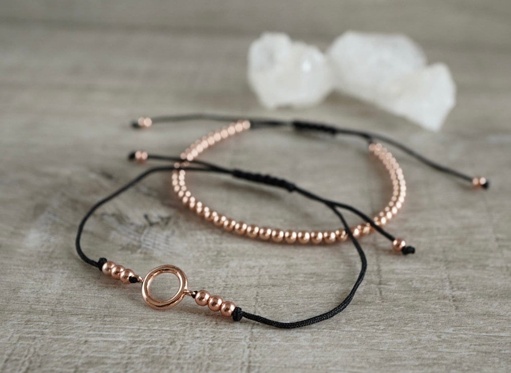 Rose Gold Filled Dainty Cord Bracelet * Feminine * Layered Bracelet *