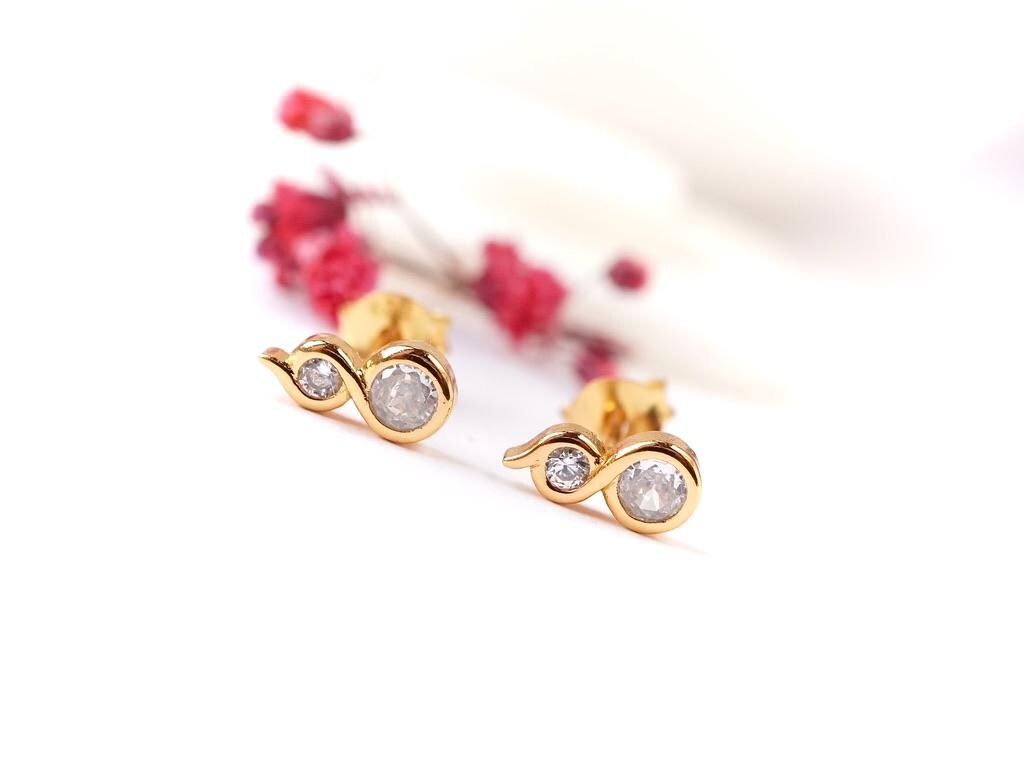 Gold Stud Sterling Silver Earrings * Feminine jewelry * Gift for her