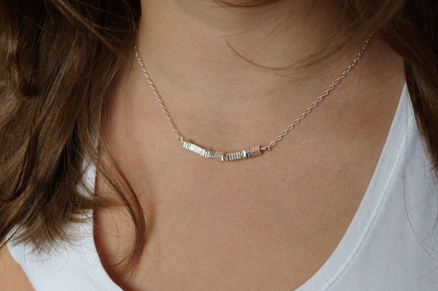 Hematite Sterling Silver Bar Necklace* Hematite Jewelry* Dainty *Gift for her* Feminine *Silver necklace