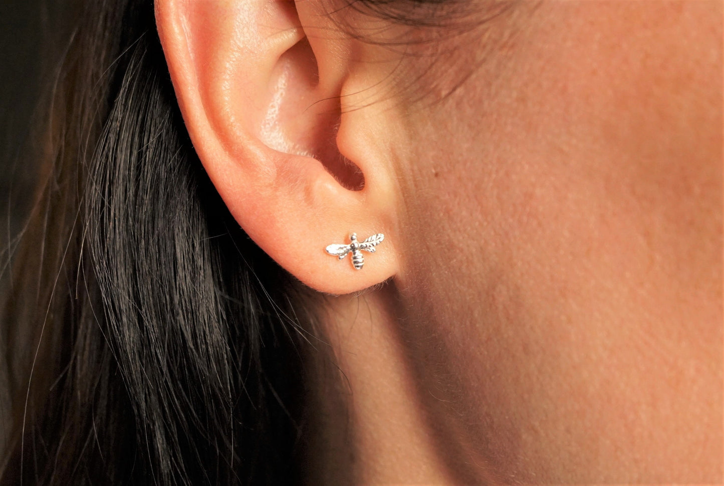 Bee Sterling Silver Stud Earrings* Bee fan* Gift for her * Honey Bee