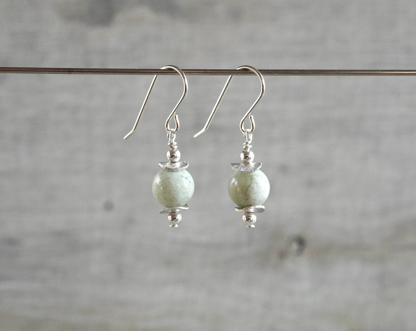Chrysoprase Sterling Silver Earrings * May Birthstone * Stone earrings *
