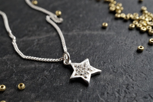 Star Charm Sterling Silver Delicate Curb Chain Necklace* Silver* Gift for her* Feminine