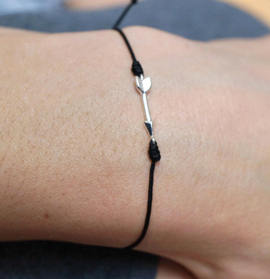 Arrow Sterling Silver Dainty Cord Bracelet* Feminine* Layered Bracelet* Arrow jewelry