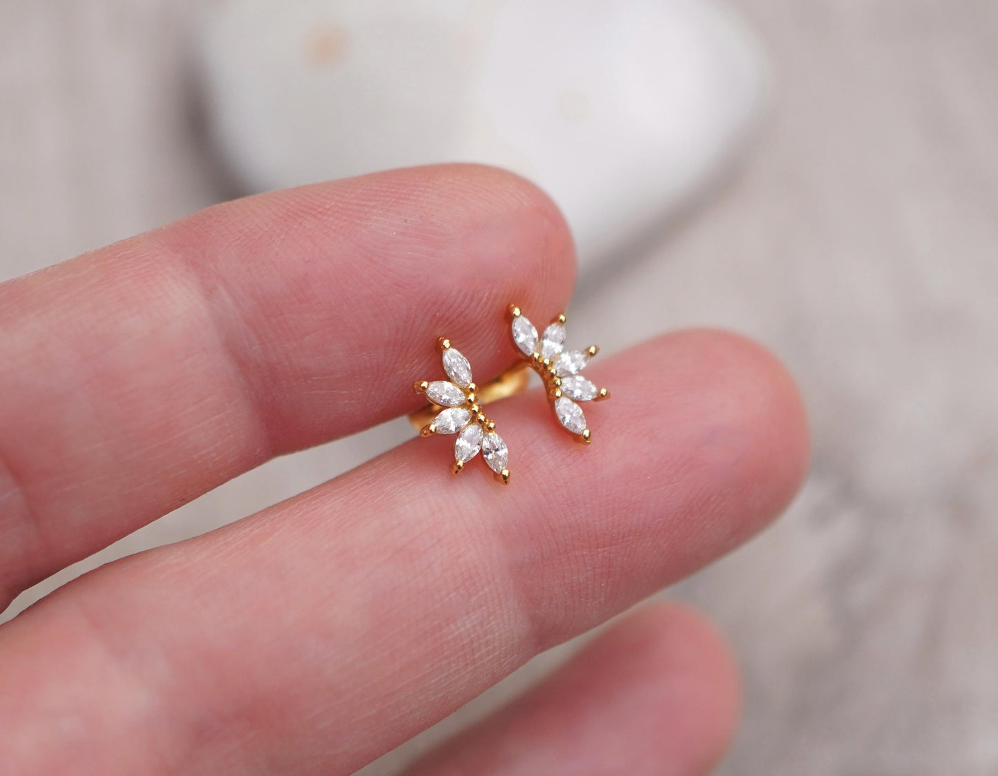 Golden Small Stud Sterling Silver * Feminine jewellery * Gold stud * Boho stud