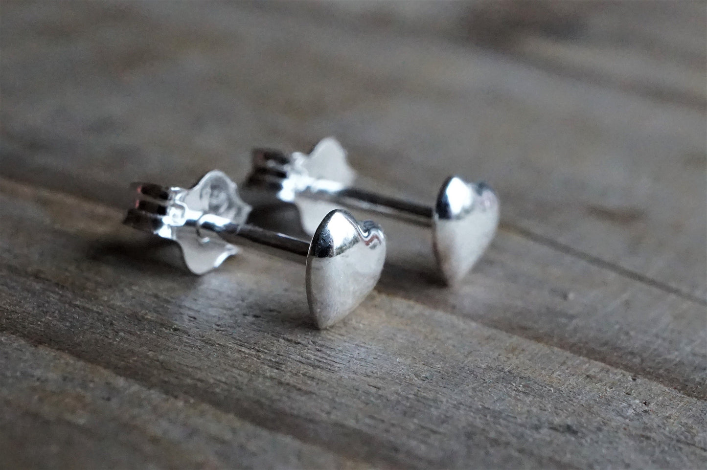 Small Puff Heart Stud Earrings * Stud Earrings * Heart earrings * Sterling silver stud