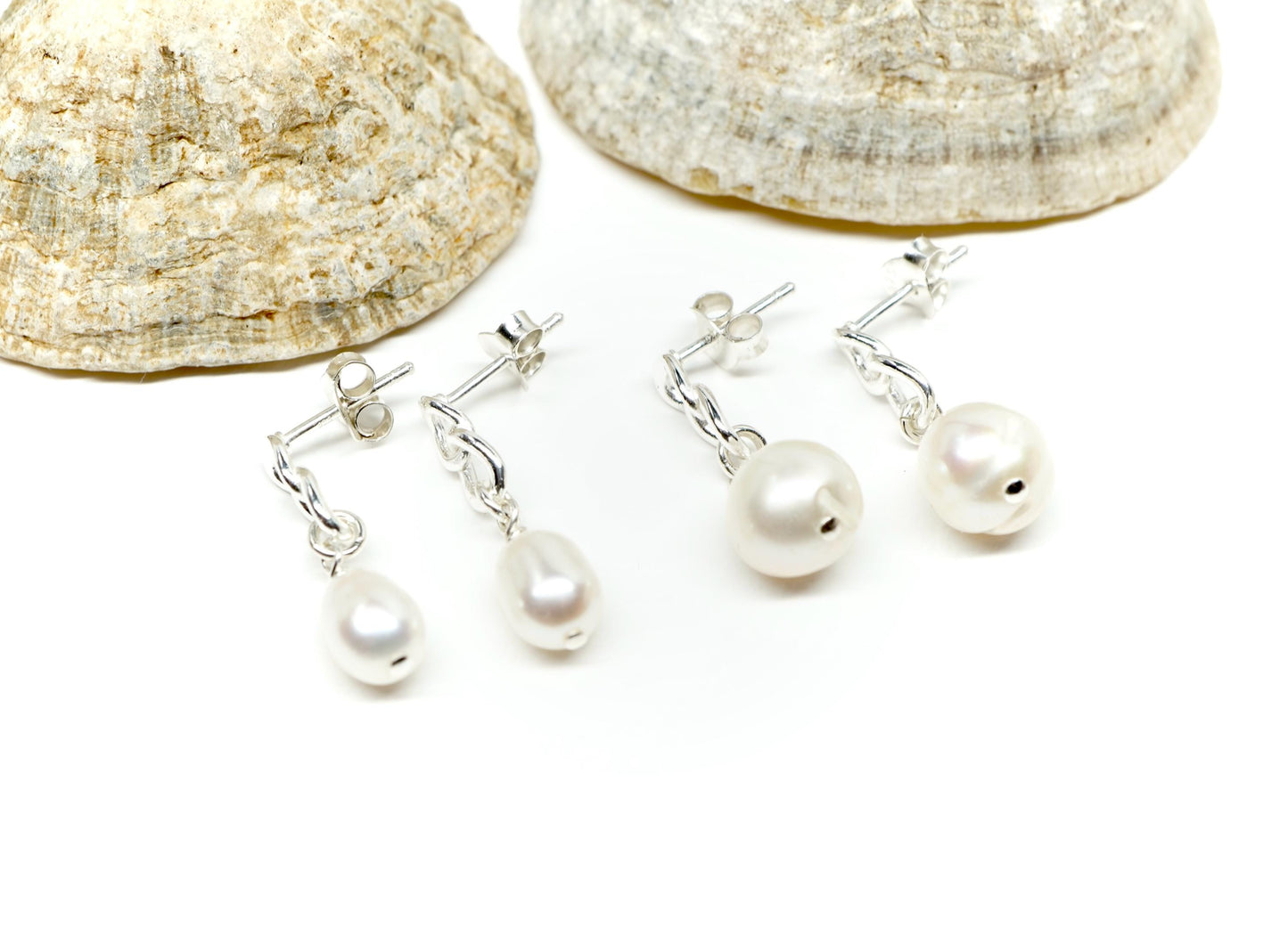 Pearl Chain Stud Earrings  * Pearl earrings * Gift for her