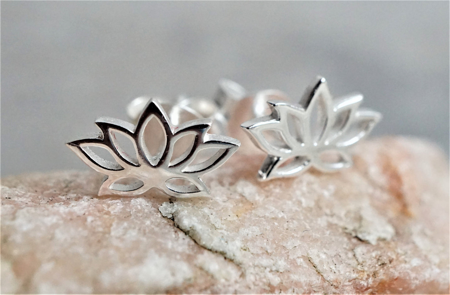 Gold Lotus Ear Stud * Yoga earrings * Flower earrings * Gold jewelry * Sterling silver