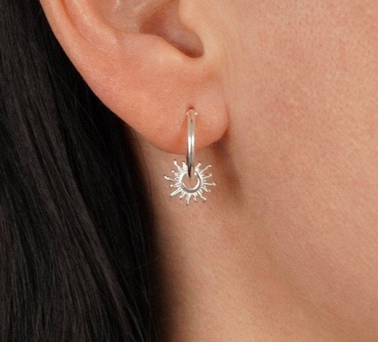 Sterling Silver Sun Hoop earrings * Boho earrings * Summer earrings * Hoop jewellery