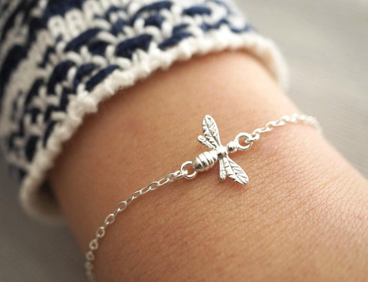 Bee Sterling Silver Dainty Bracelet * Layered Bracelet * Bee fan * HoneyBee * Gift for her