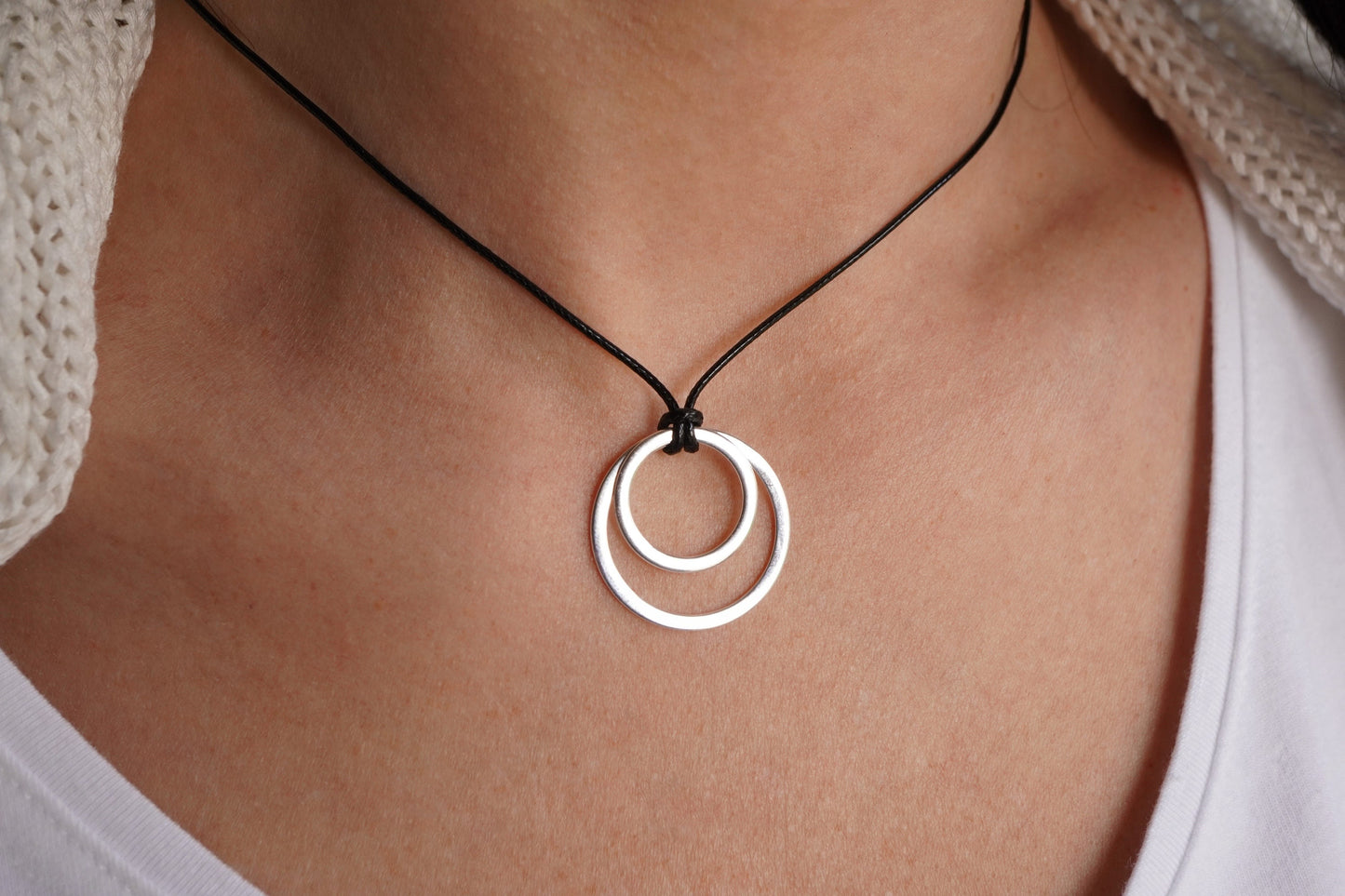 Circle Choker * Sterling silver * Minimalist necklace * Cord necklace