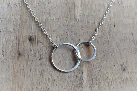 Sterling Silver Double Circle Necklace* Silver Jewelry* Dainty *Gift for her* Feminine* Choker necklace
