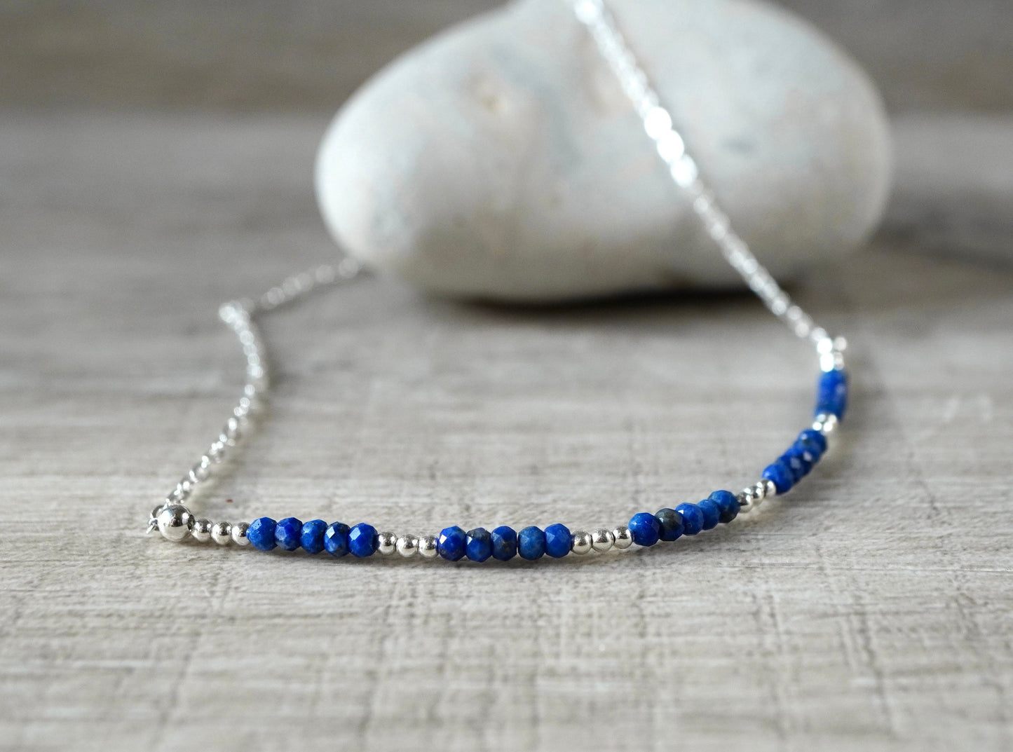 Lapis Lazuli Sterling Silver Necklace * September Birthstone * Gift for her *  Feminine