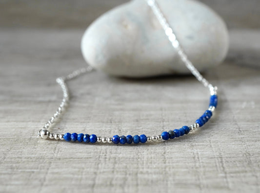 Lapis Lazuli Sterling Silver Necklace * September Birthstone * Gift for her *  Feminine