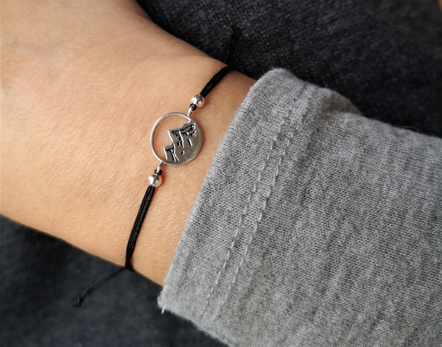 Mountains Sterling Silver Dainty Cord Bracelet* Feminine* Layered Bracelet* Hiking, Nature fan