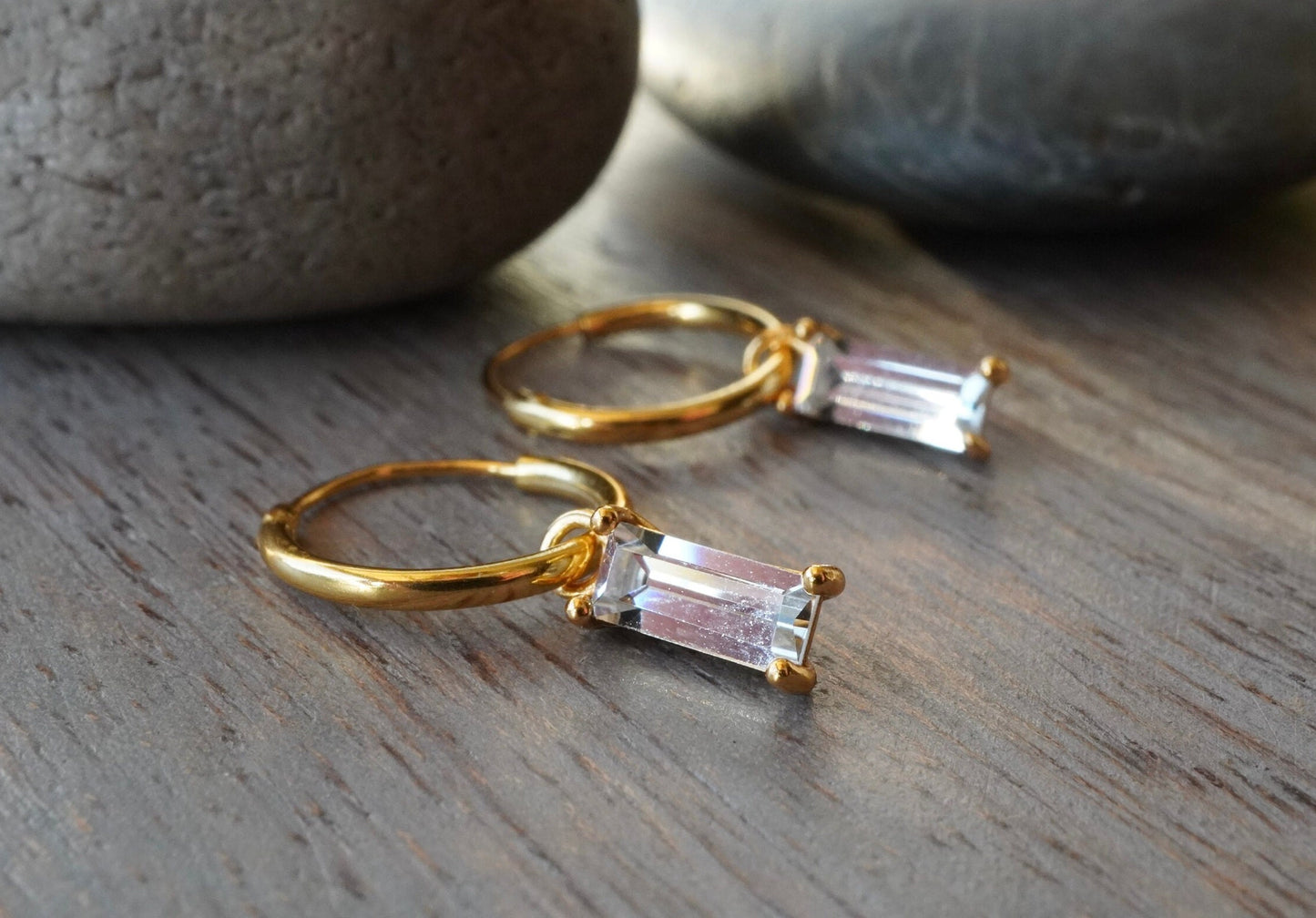 Gold Crystal Hoop Earrings * Boho earrings *  Golden hoop * Feminine jewellery