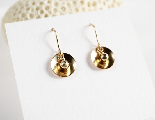 Small Concave Circle Gold Disc Earrings * Minimalist earrings * Feminine * Delicate earrings