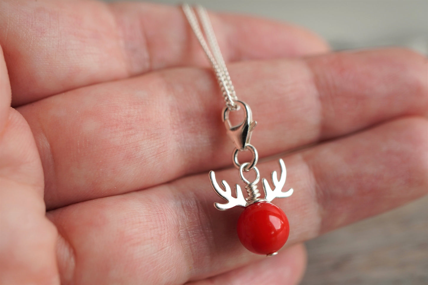 Deer Antler Coral Clip on Charm * Christmas Charm * Gift for her