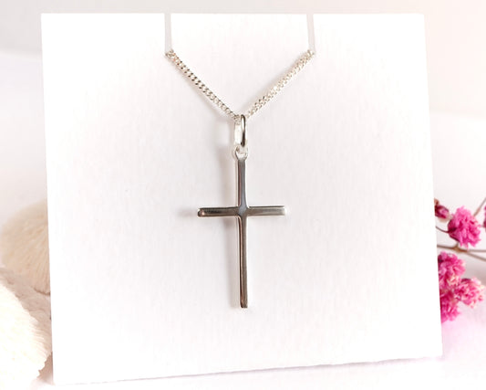 Sterling Silver Cross Necklace * Silver Cross * Gift for her * Plain Cross *