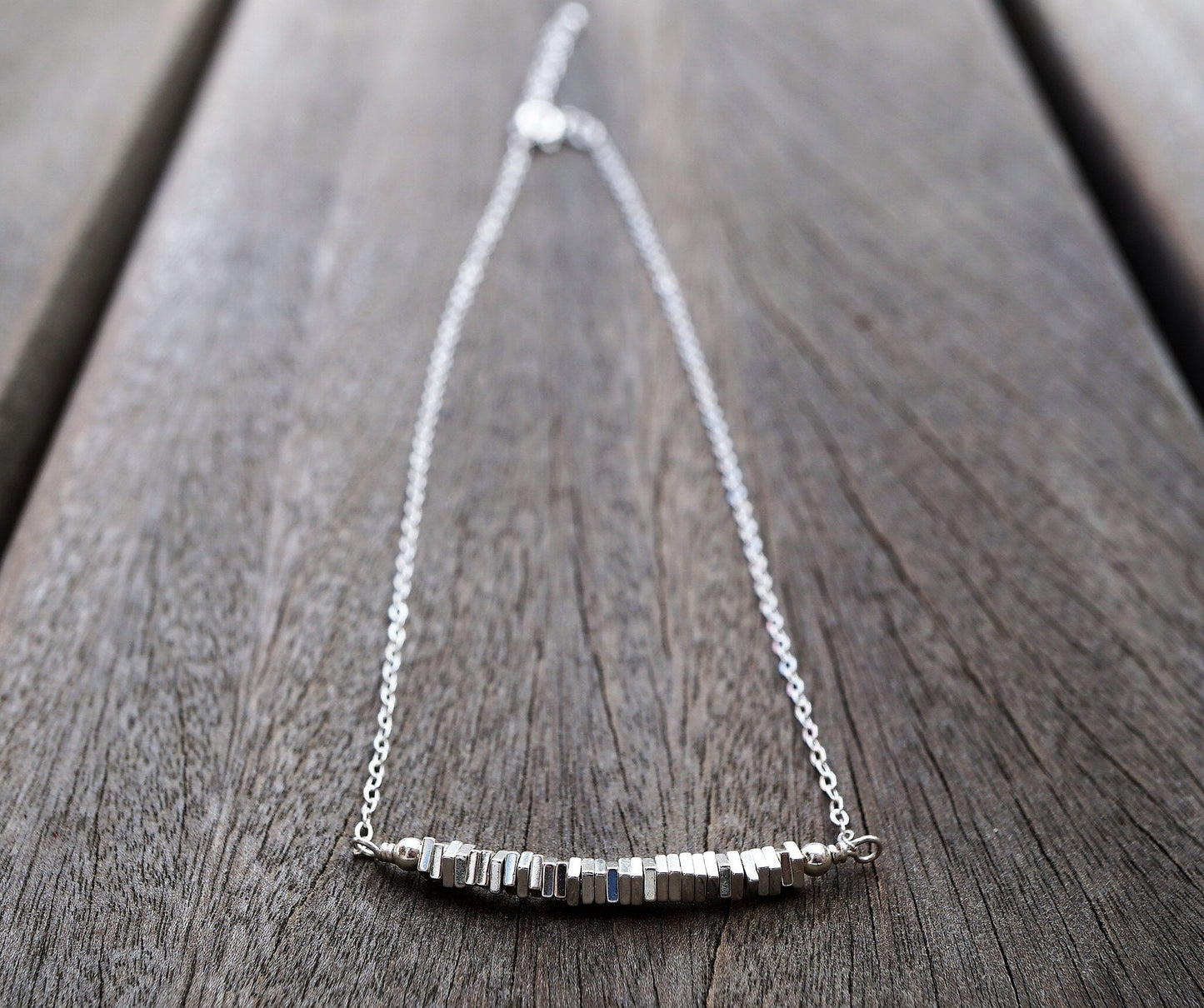 Hematite Sterling Silver Bar Necklace* Hematite Jewelry* Dainty *Gift for her* Feminine *Silver necklace