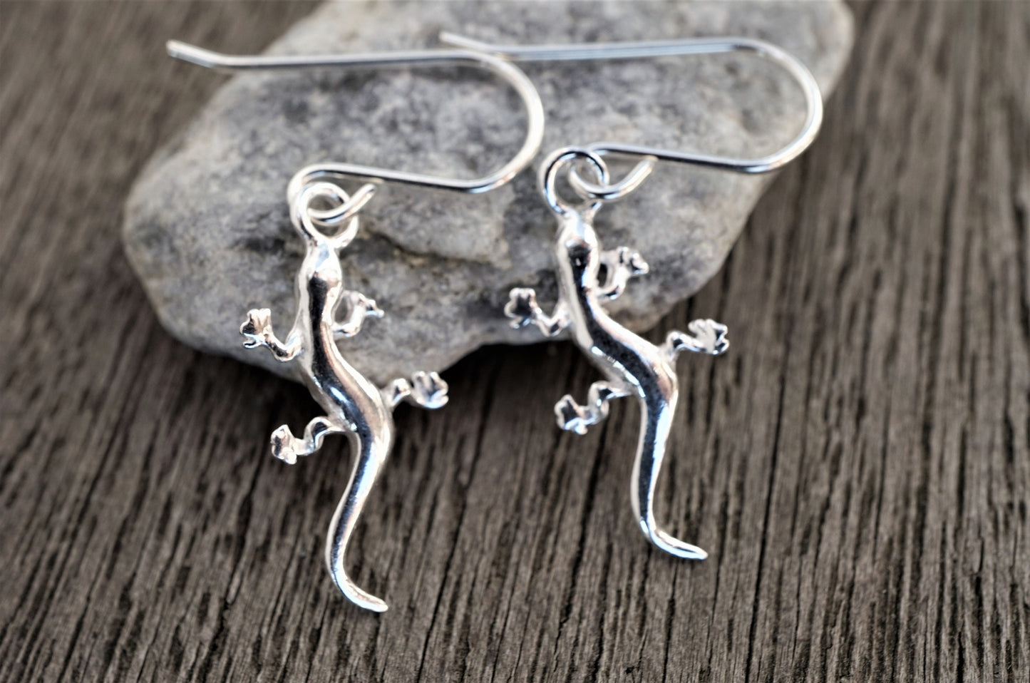 Sterling Silver Lizard Necklace * Gecko earrings * Camouflage * Symbol of freedom