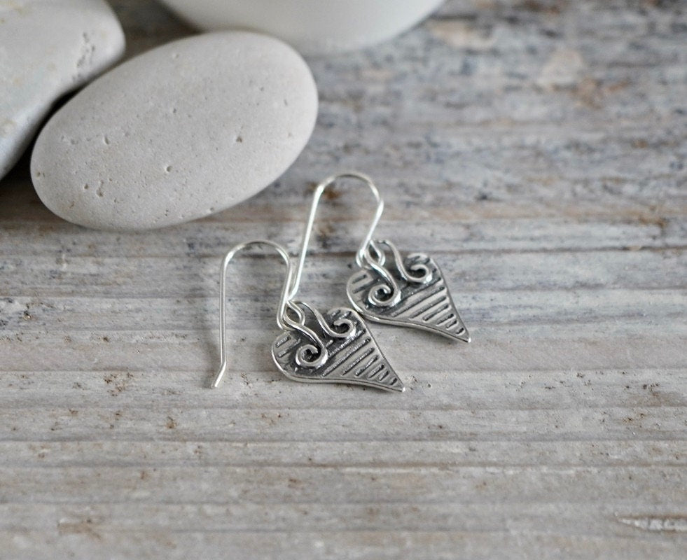 Boho Heart Earrings * Sterling silver * Gift for her * Love earrings *