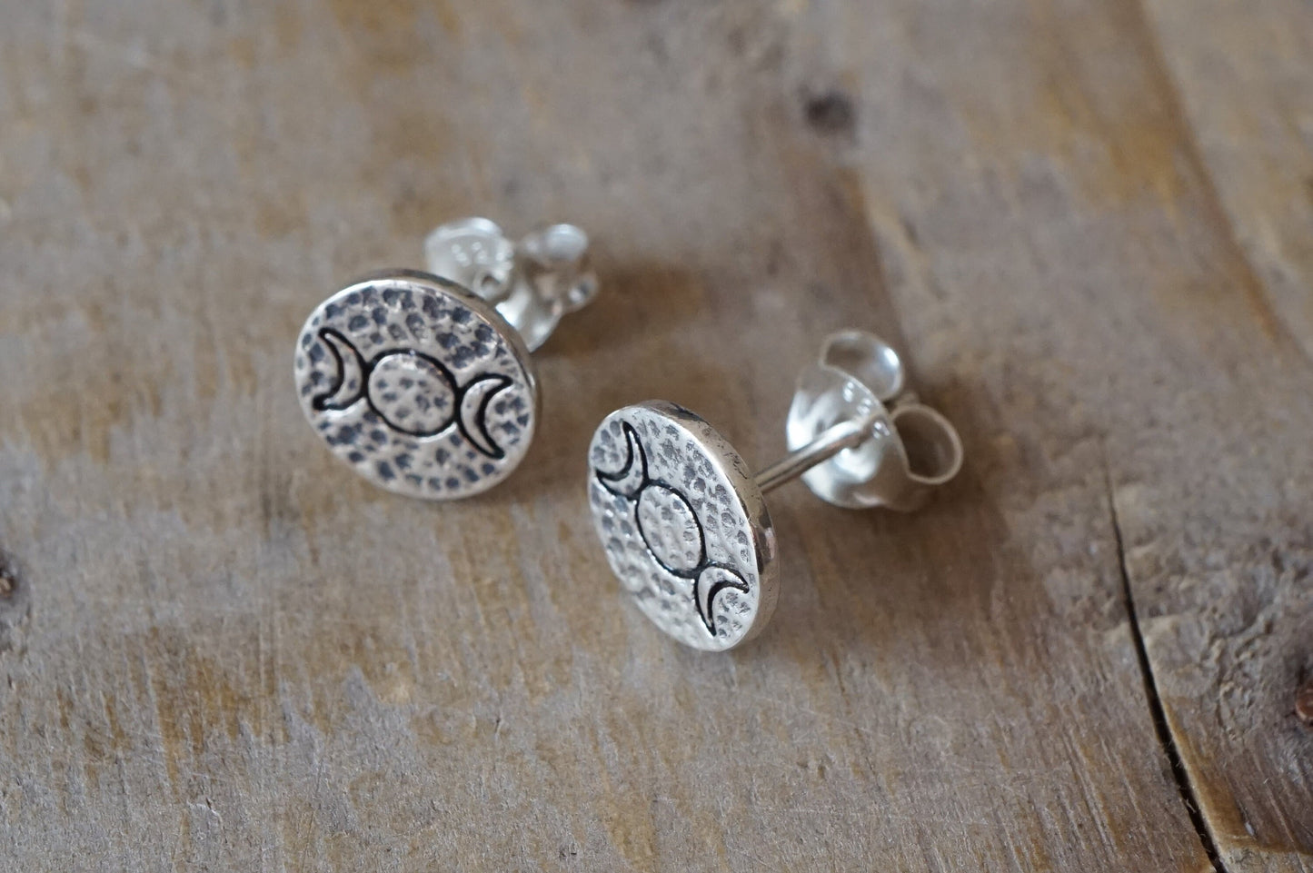 Triple Moon Ear Stud Sterling silver* Wiccan * Gift for her