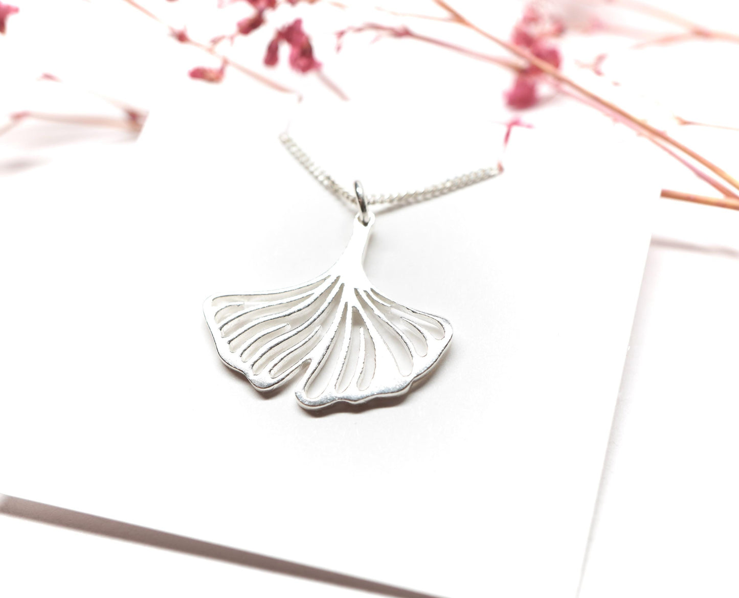 Ginkgo Leaf Hoop Necklace * Leaf Necklace *  Ginkgo Biloba jewellery