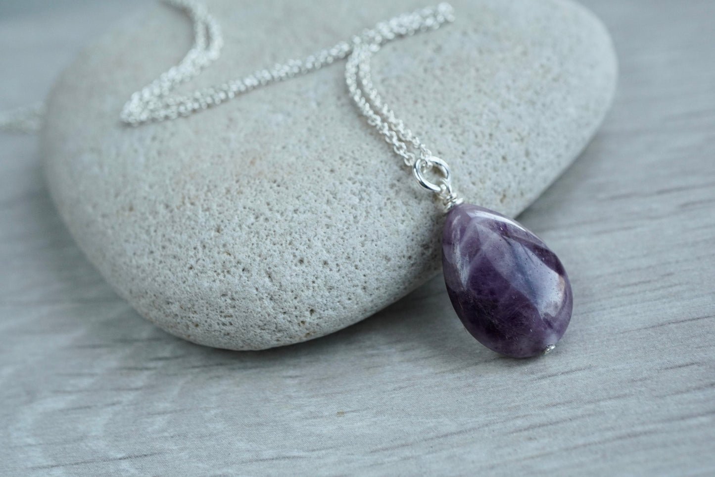 Amethyst Sterling Silver Necklace *February Birthstone Gift *Calming stone *