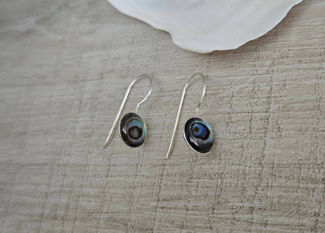 Abalone Sterling Silver Earrings * Shell Earrings *