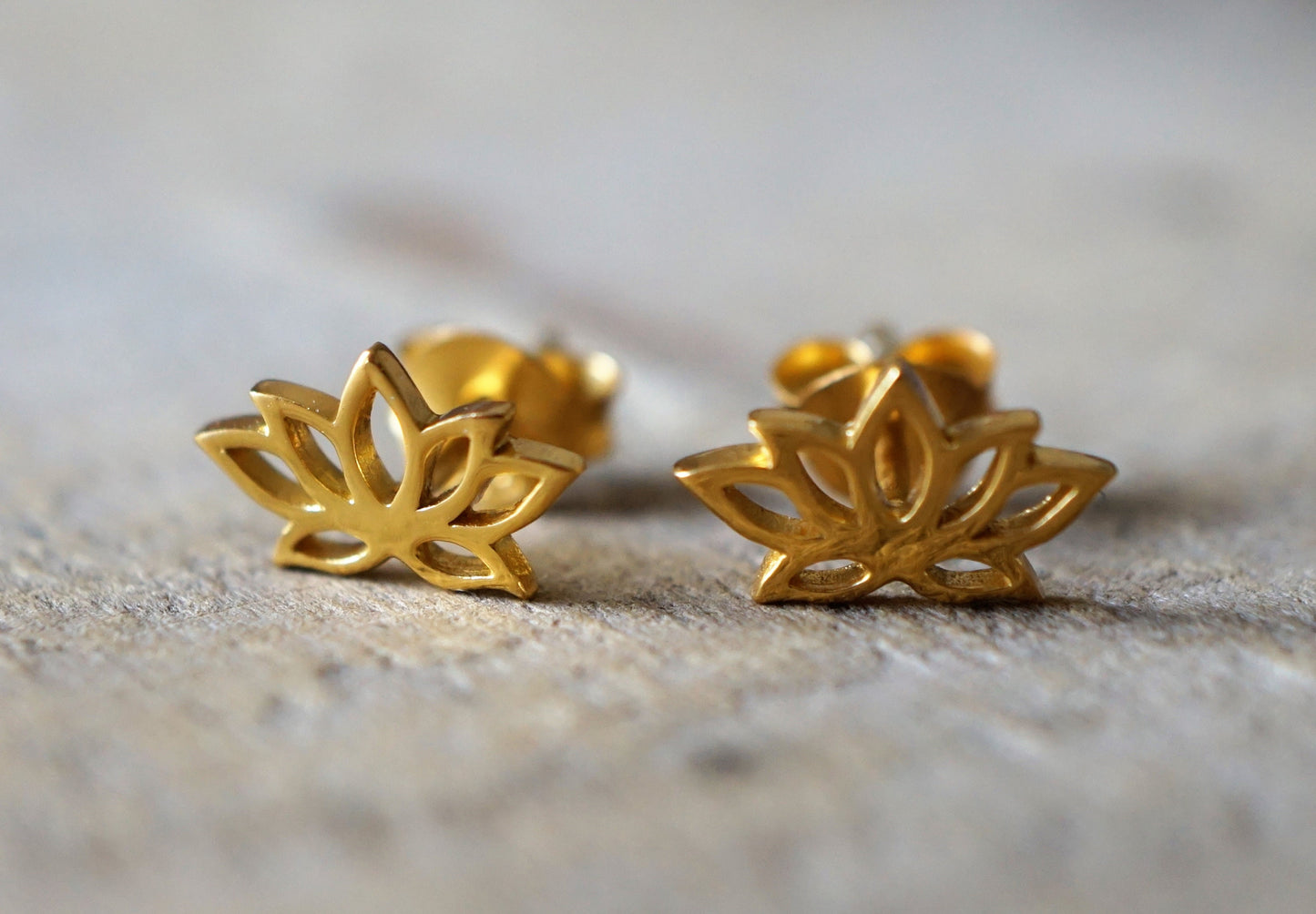 Gold Lotus Ear Stud * Yoga earrings * Flower earrings * Gold jewelry * Sterling silver