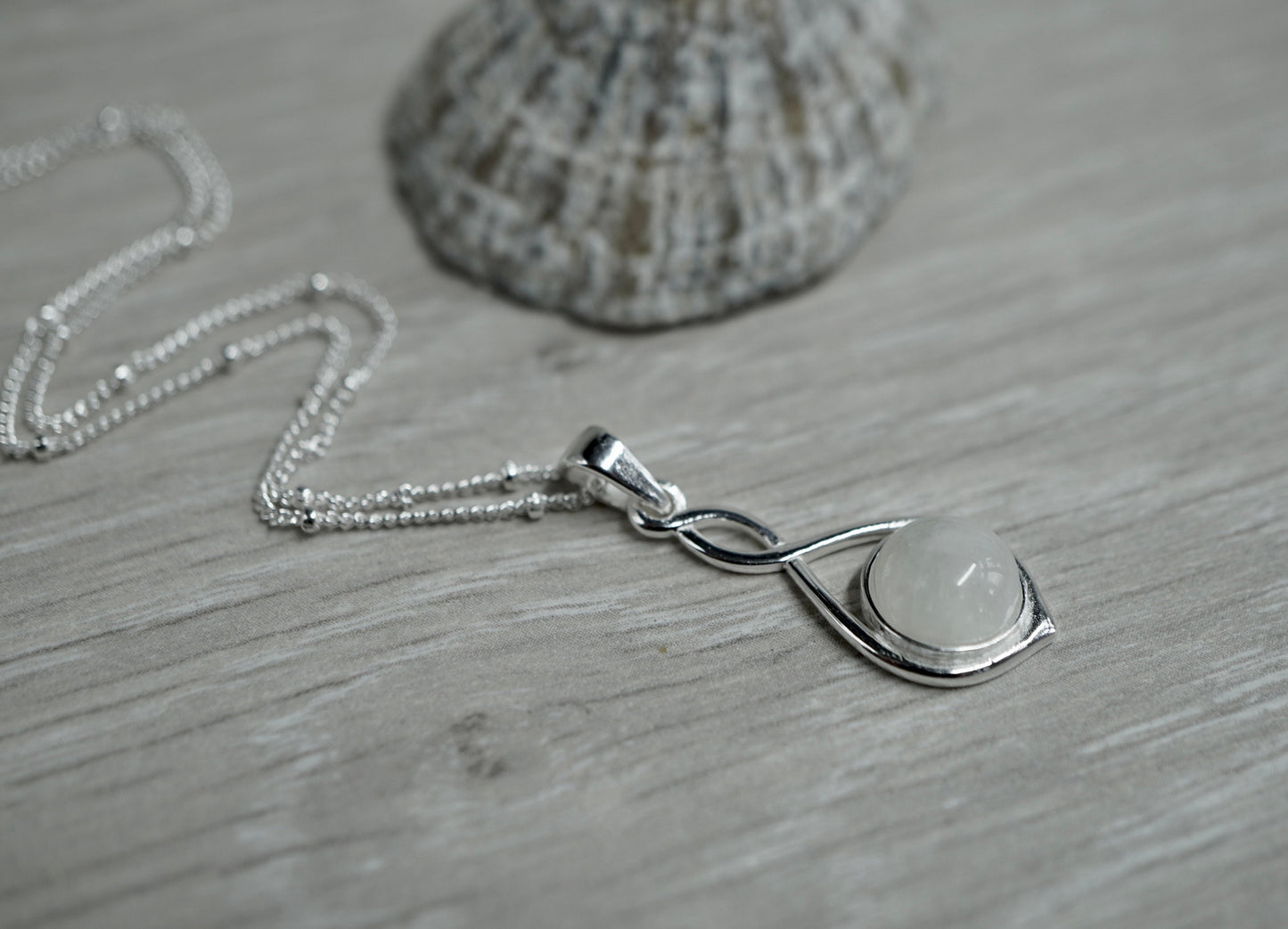 Sterling Silver Moonstone Infinity  Drop Necklace * Moonstone stone * Gift for her * Plain necklace *