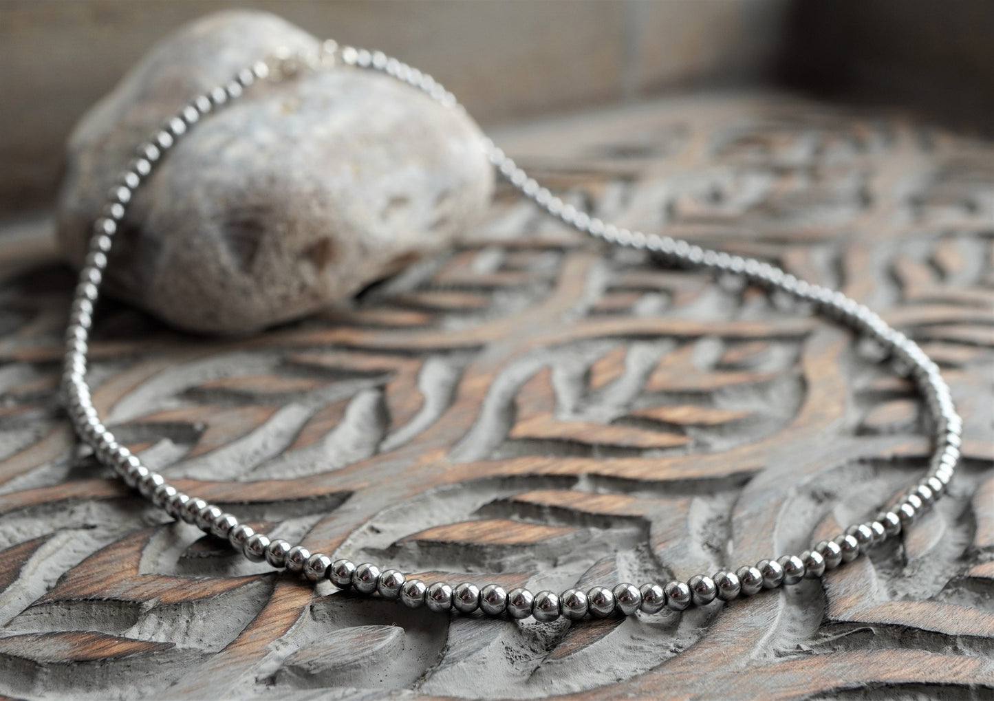 Silver Hematite Choker Necklace * Silver necklace * Beaded necklace * Layered necklace