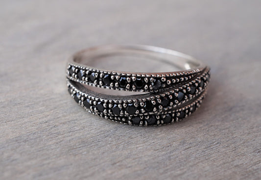 Twisted Sterling Zirconia Silver Ring, Silver ring, Gift for her, Ring gift, Size: L/ UK 6/US