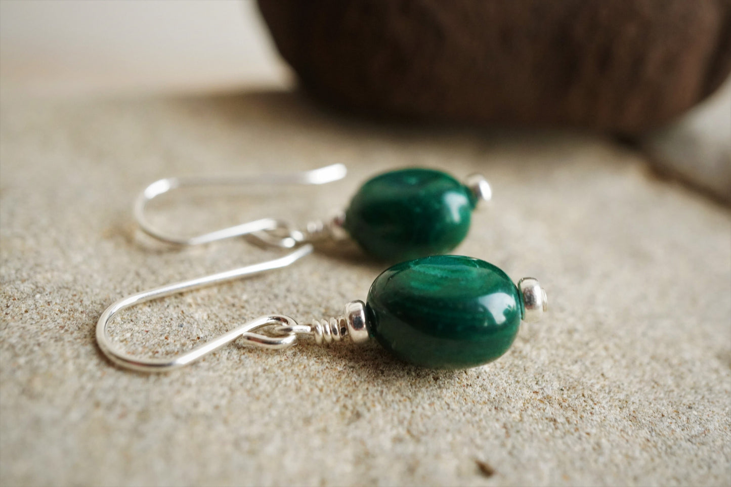 Malachite Nugget Sterling Silver Necklace * Gift for her * Green stone * Protection stone