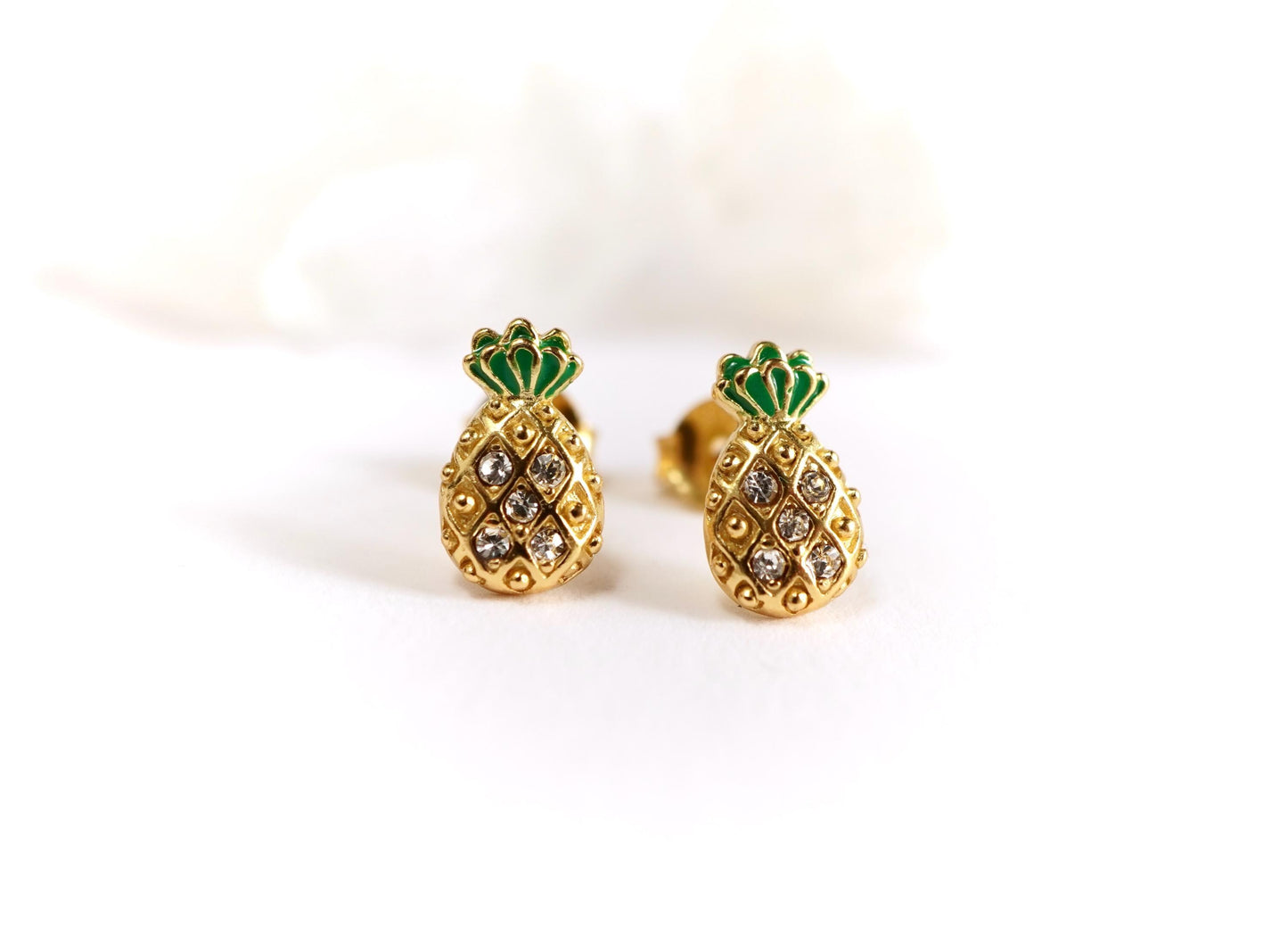 Small Pineapple Gold Sterling Silver Stud