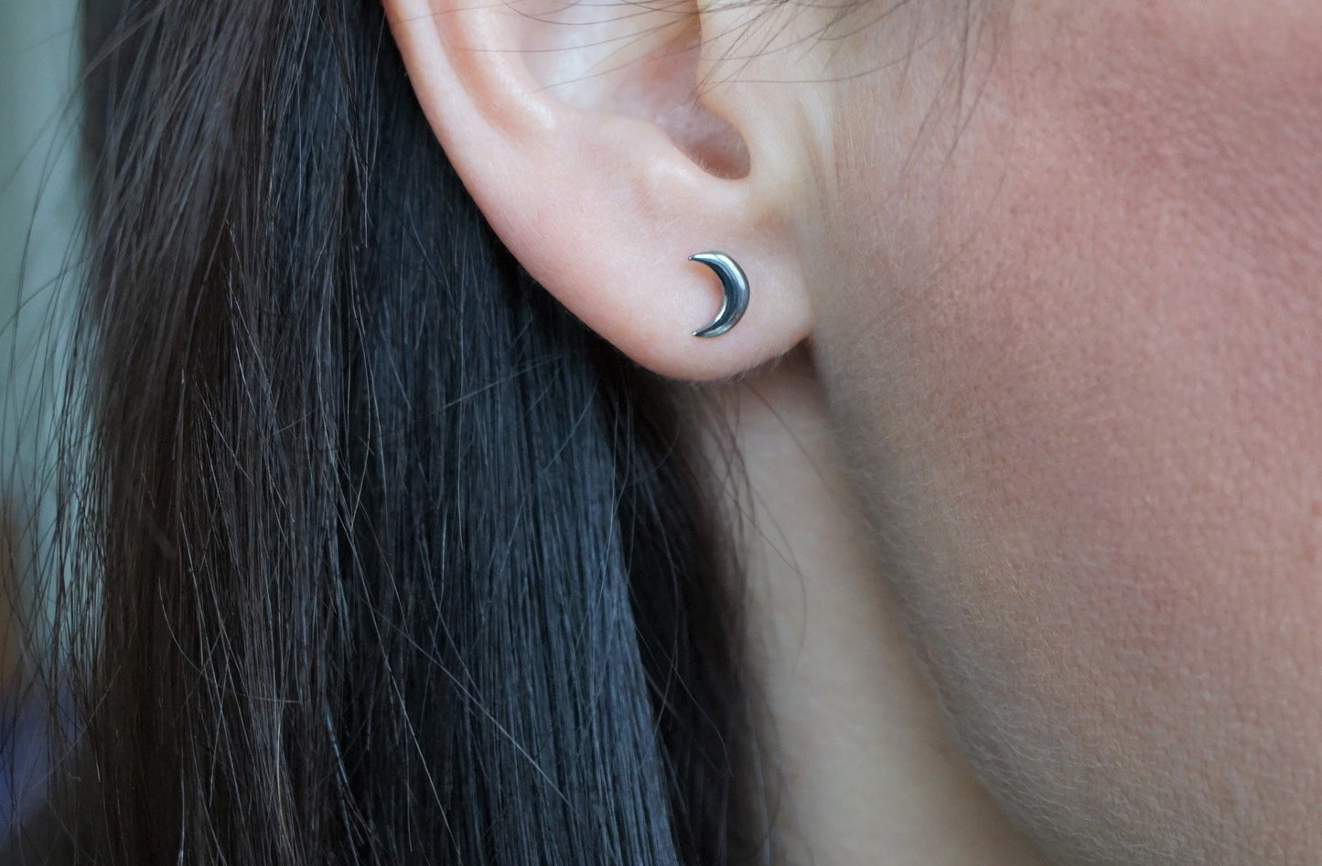 Sterling Silver Crescent Moon Earrings * Stud earrings * Moon jewelry * Gift for her