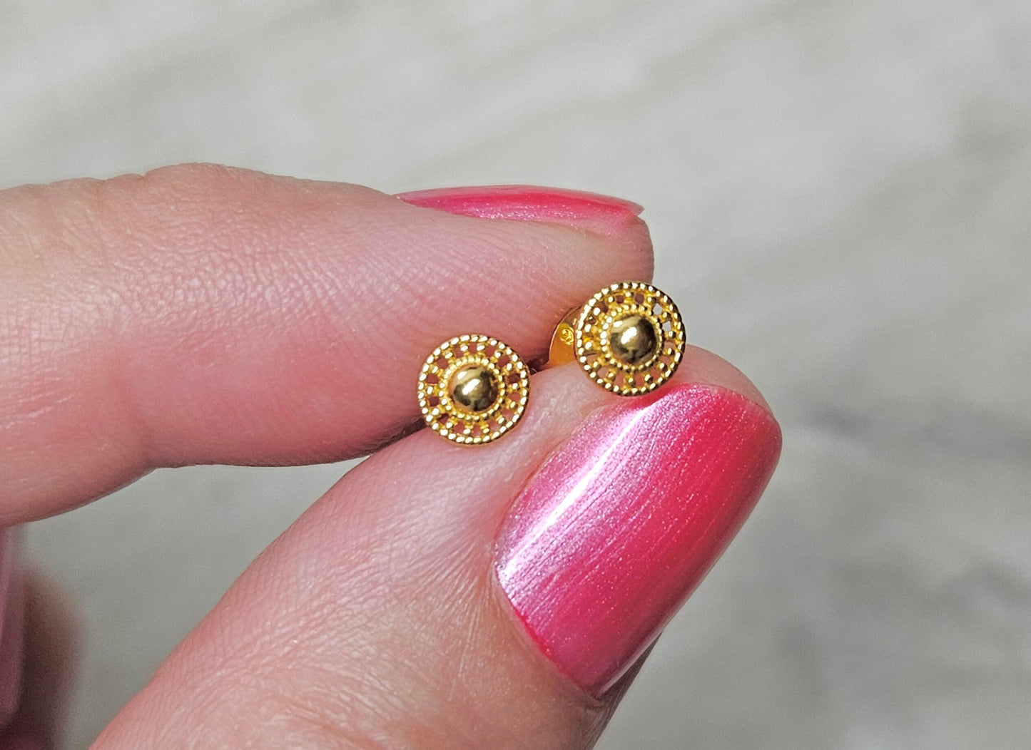 Filigree Small Stud Sterling Silver * Feminine jewellery * Gold stud * Boho stud