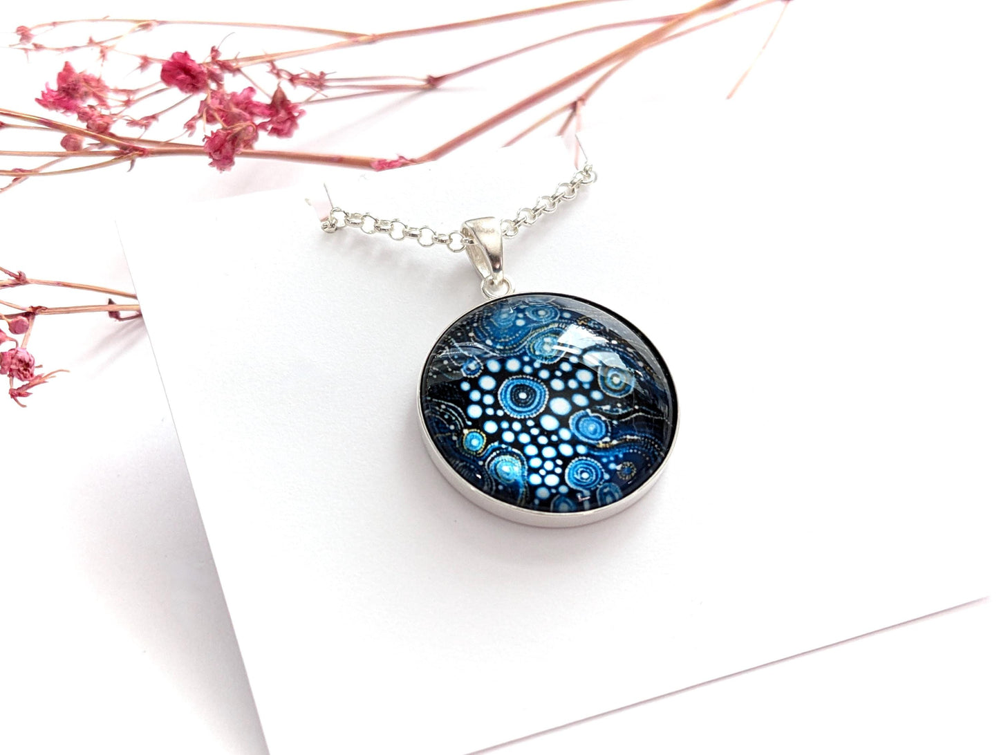Blue Pendant Sterling Silver Necklace * Gift for her* Pendant necklace