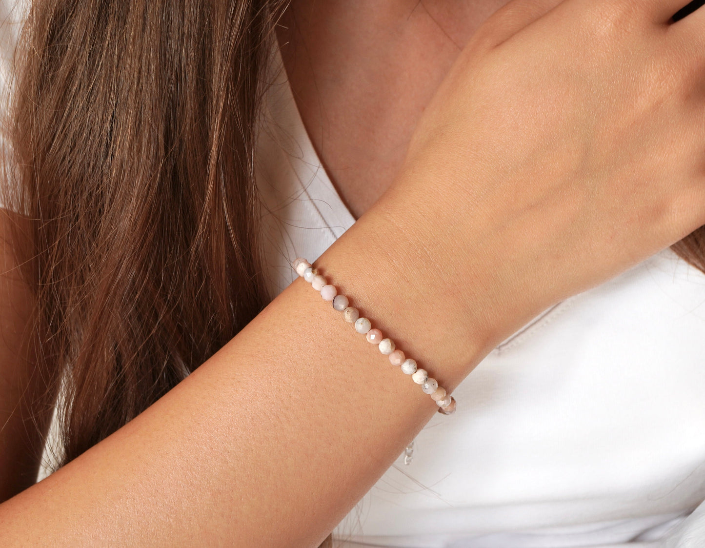 Pink Opal Bracelet * Birthstone of October * Sterling Silver * Gift for her