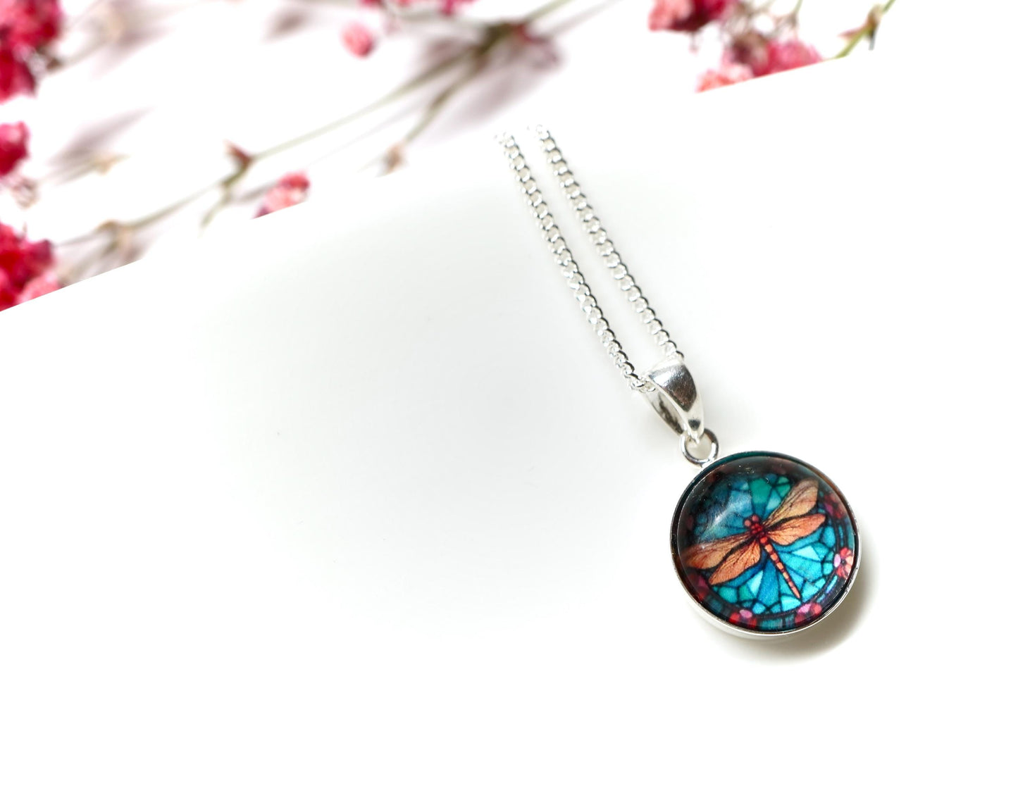 Small Sterling Silver Dragonfly Necklace * Silver necklace * Good luck symbol