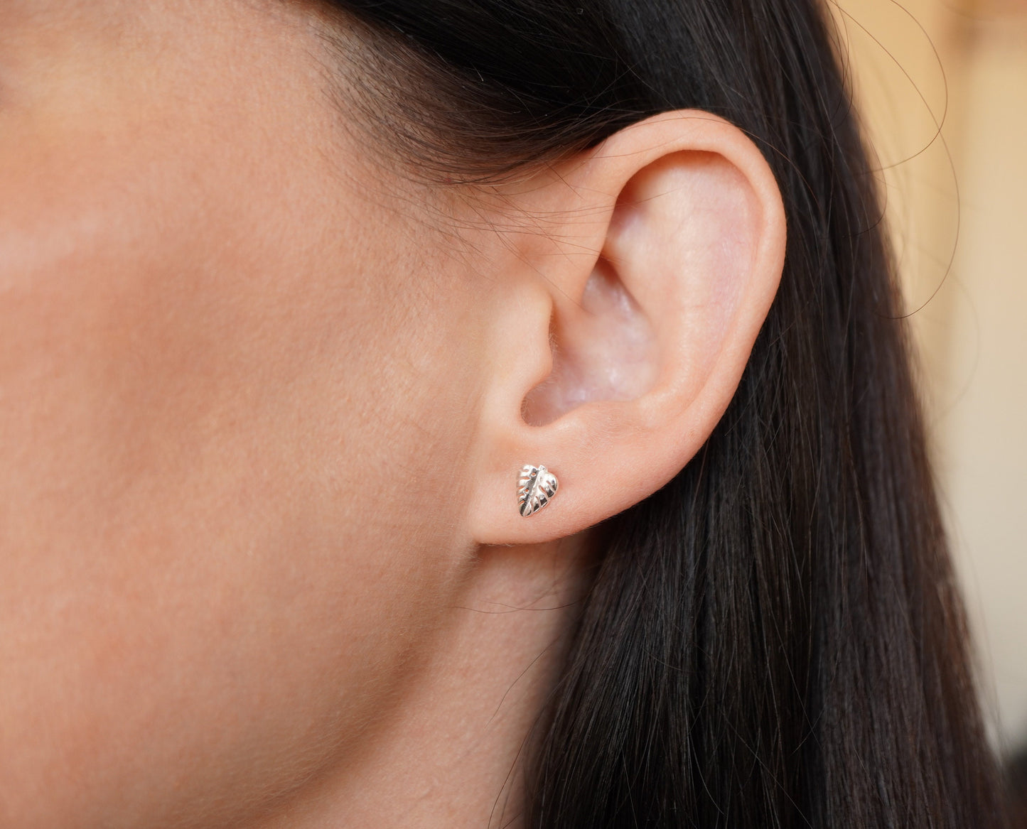 Sterling Silver Monstera Stud Earrings * Leaf jewellery * Gift for her * Bohemian jewelry
