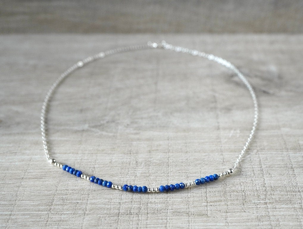Lapis Lazuli Sterling Silver Necklace * September Birthstone * Gift for her *  Feminine