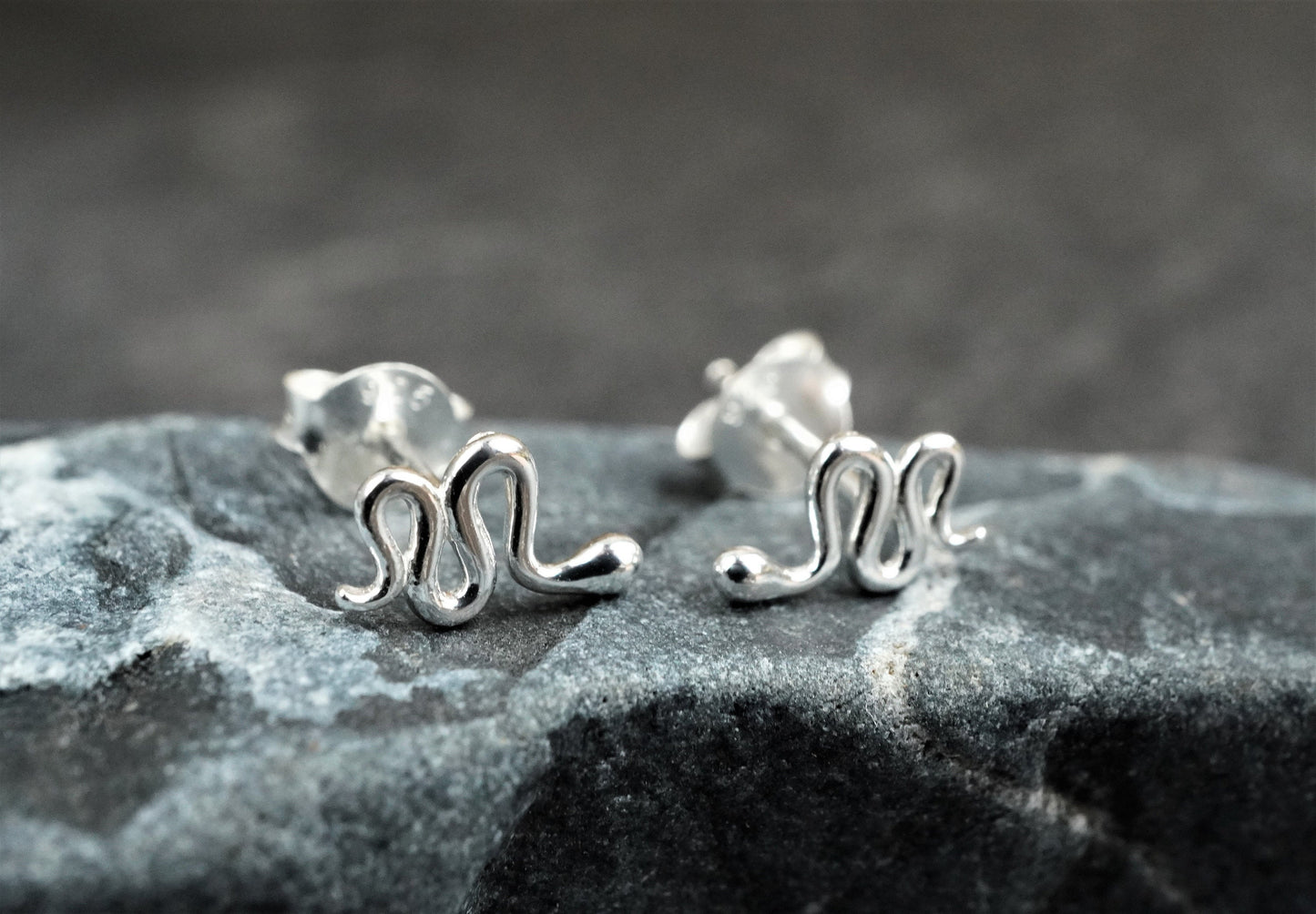 Tiny Snake Sterling Silver Dainty Ear Stud* Feminine * Symbol * Fertility * Rebirth