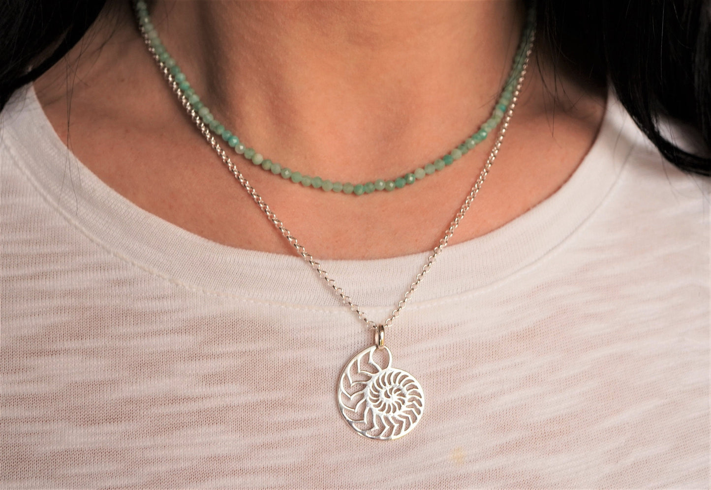 Sterling Silver Shell necklace  * Summer necklace * Ammonite shell * Sea * Beach jewellery